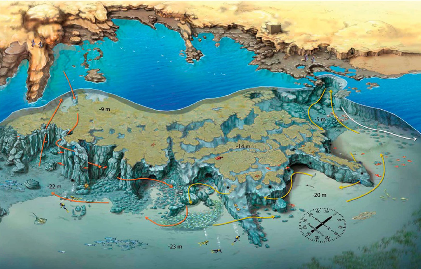 Formaciones rocosas submarinas en El Cabrón